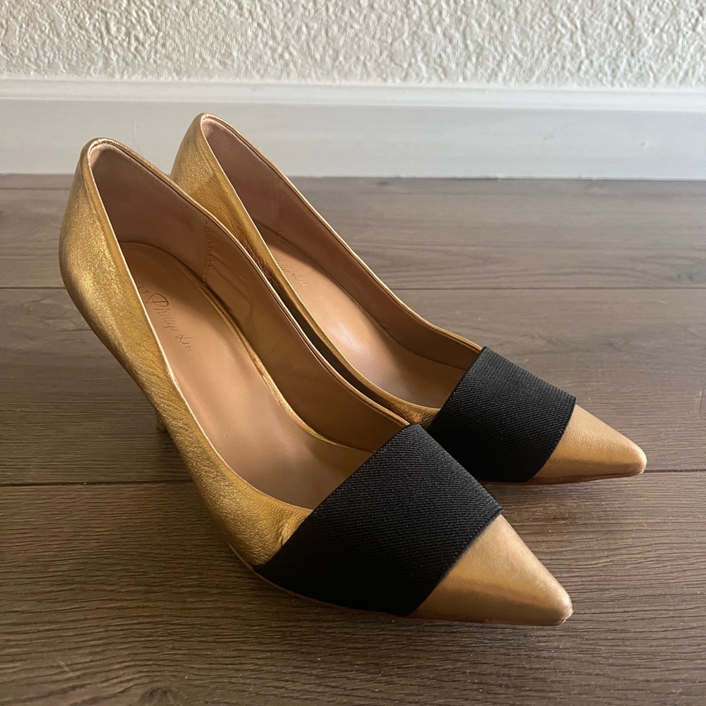 3.1 Philip Lim metallic gold leather heels Sz.38
